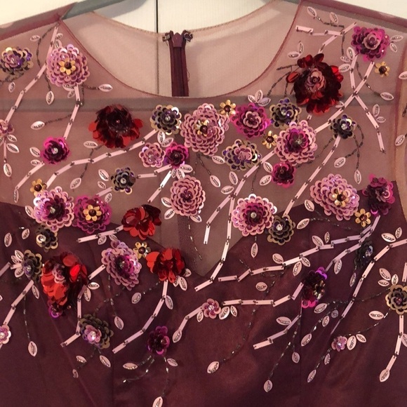 JS Collection Sequin Floral Beaded Satin Chiffon Fairy Maxi Dress Size 4 - Picture 4 of 10